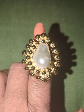 Gold Pearl Cluster Statement Ring - Women Jewelry